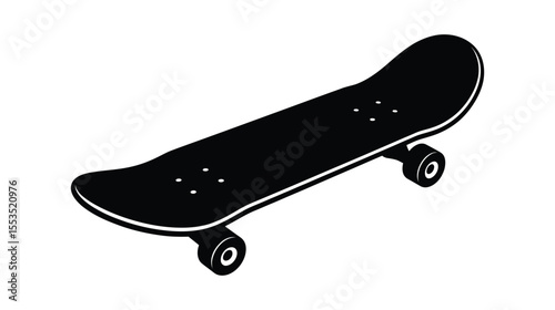 Black Skateboard Silhouette Illustration Vector Isolated on White background