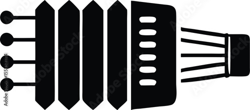 Black squeezebox icon illustrates music instrument with multiple buttons on a transparent background