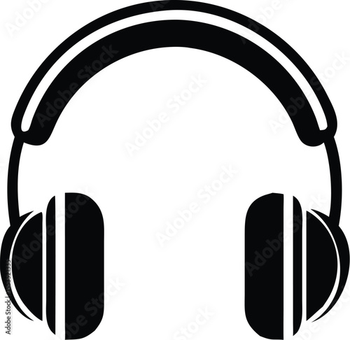Black headphones showcase a simple modern design, perfect for minimalistic projects with a transparent background
