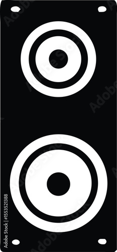 Black speaker has two visible circles with an outline against a transparent background