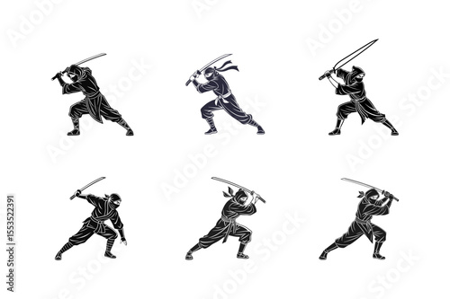 ninja warrior silhouette vector illustration