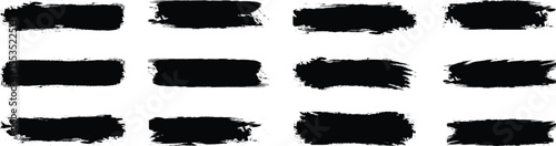 Brush strokes vector. brush. Set of text boxes. Paintbrush collection. Grunge design elements. Dirty texture banners. Painted rectangles and long strokes. Vector black paint brush
