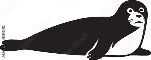 Seal silhouette black and white clean design, Minimal sea animal for graphic use