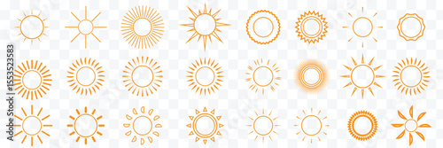 Sun icons set. Sun weather symbol collection. Sunshine, sunlight, sunburst icon set. Vector icons EPS 10