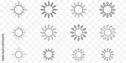 set of sunburst icon, sun icon set EPS 10
