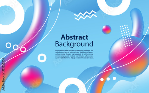 Blue background with colorful fluid graphic shape background design.