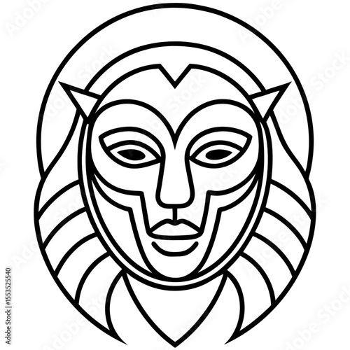 Modern Line Art Mask Symbol