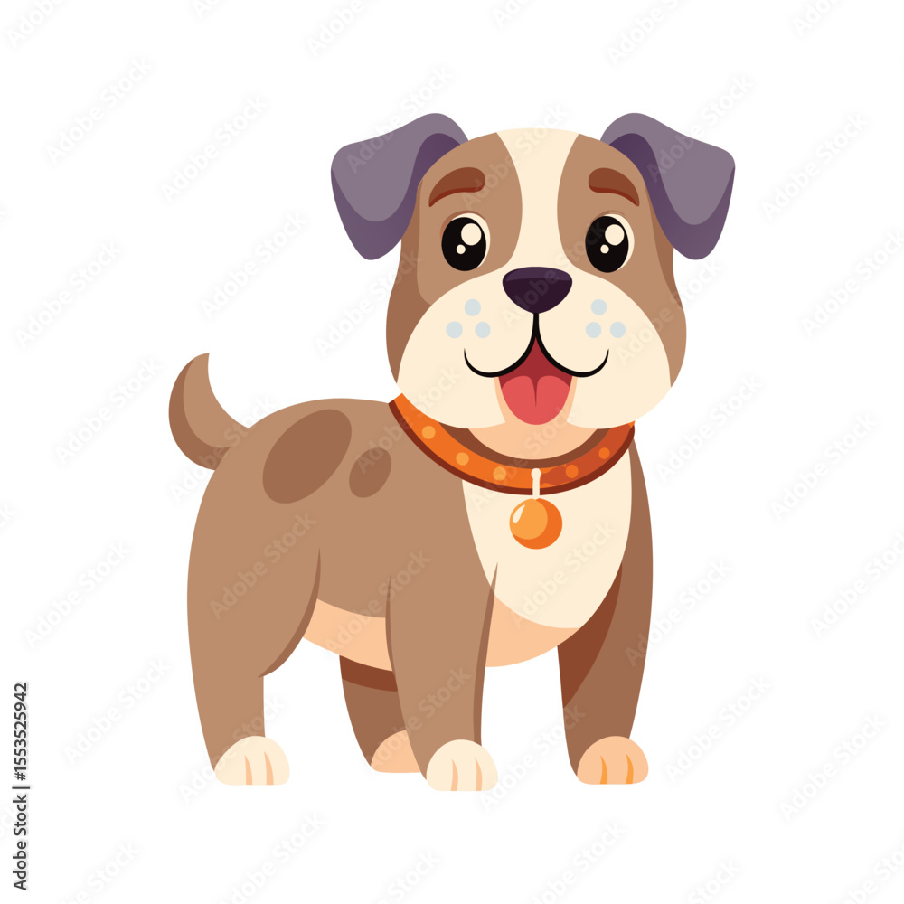 Fototapeta premium Smiling mastiff dog with a wagging tail vector illustration isolated on white background