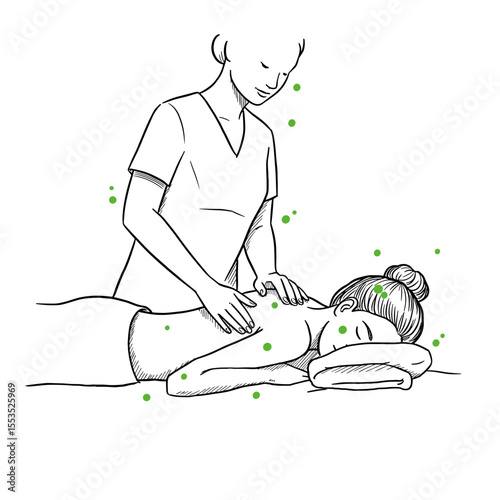 Massage therapist giving back massage — vector illustration for wellness and spa services