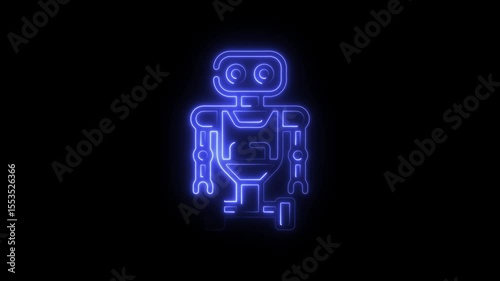 Futuristic Neon Robot Animation Loop Futuristic Technology Concept Artificial Intelligence
