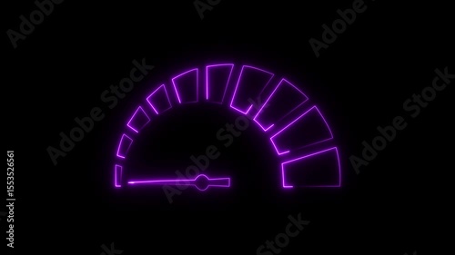 Neon Speedometer Animation Futuristic Glowing Gauge Graphic Element Digital Display Abstract