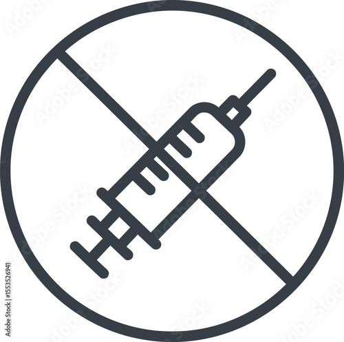 No Syringe Icon: Drug Free & Vaccine Refusal Symbol