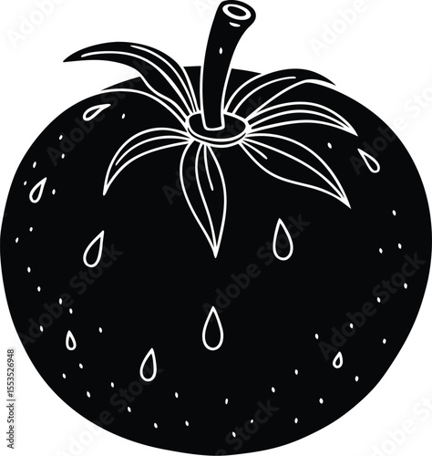 Tomato Silhouette with Leaf Top
