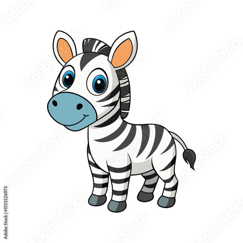 Smiling zebra with expressive eyes Vector illustration isolated on white background
