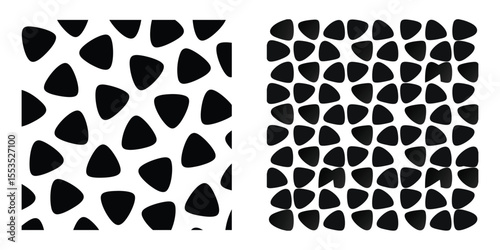 Modern monochrome background with a tiled mosaic of pebble-like shapes, showing a warp and distortion effect on white background