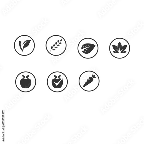 Vegan bio icons set