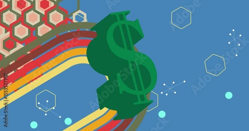 Retro 70s Background animation with Dollar Sign. Groovy US Currency 1970s art video. Minimalistic Vintage design, old-fashioned color artwork.