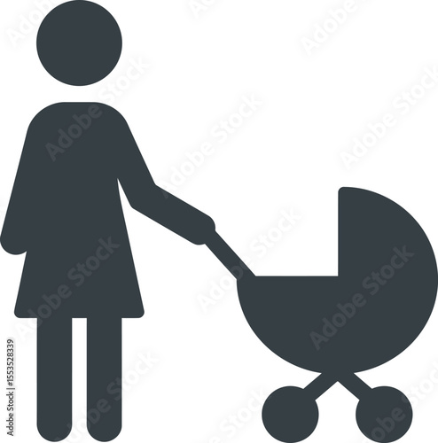 Parent with Baby Stroller Icon - Family & Childcare