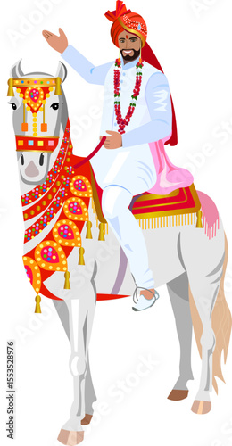 indian groom  horseback wedding