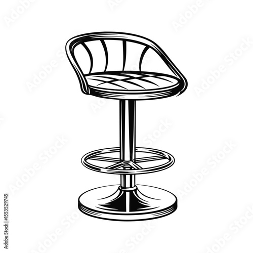Stylish counter height stool silhouette isolated on white background