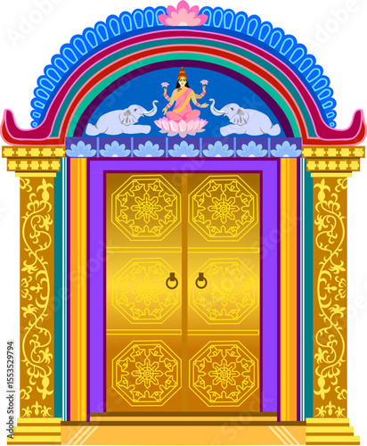 indian door with goddess lakshmi