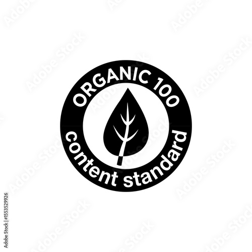 ORGANIC CONTENT STANDARD ICON VECTOR BLACK