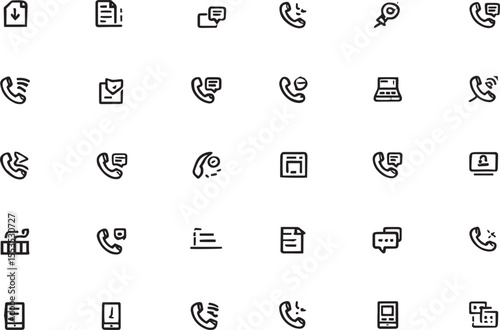 Collection of Phone Call Icons  Support, Communication, and Contact