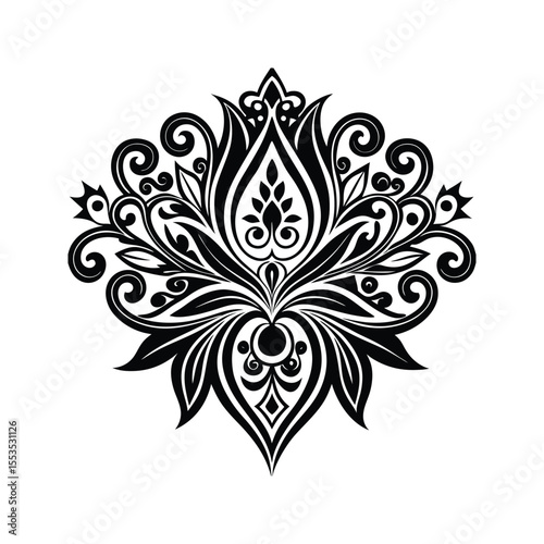 Stylized flower with intricate details vector illustration isolated on white background