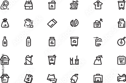 Recycling Icons Waste Management & Eco-Friendly Symbols