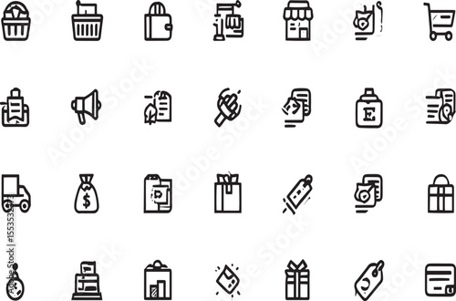 E-commerce Line Icons Shopping, Payment, and Delivery