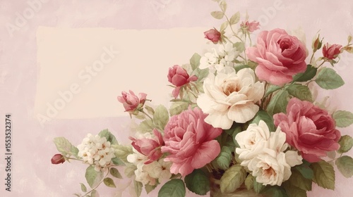 Romantic Rose Bouquet Illustration on Pastel Background