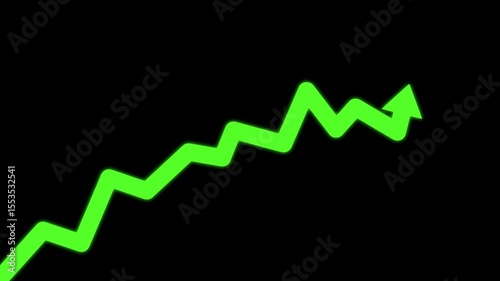 Arrow going up animated icon. Economic simple moving arrow stock video.Animation footage of Graph showing fluctuated downward trend, downward red arrow chart
