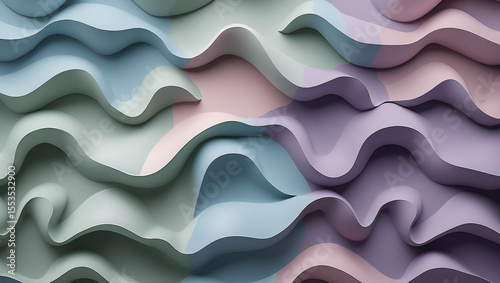 Abstract mosaic pattern in muted pastel tones with smooth, flowing shapes. Perfect for backgrounds, branding, or gentle design aesthetics.
