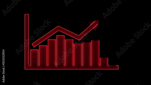 business growth rising arrow. business chart growth concept. neon business graph concept business chart
