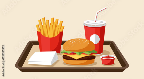 Fast Food Combo Meal Vector Illustration