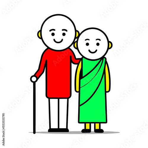 old couple standing together elderly indian woman vector