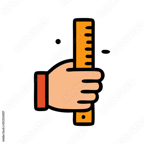 Ruler measuring. a hand holding a measuring tool; perfect for education, math, measuring concepts, office supplies, and graphic design projects