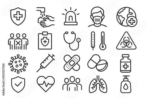 Wallpaper Mural Public Health Icon Set (20): Outline Vector for Healthcare & Wellness Torontodigital.ca