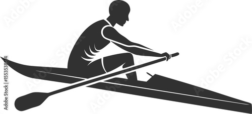 Canoeist Paddling Silhouette Vector