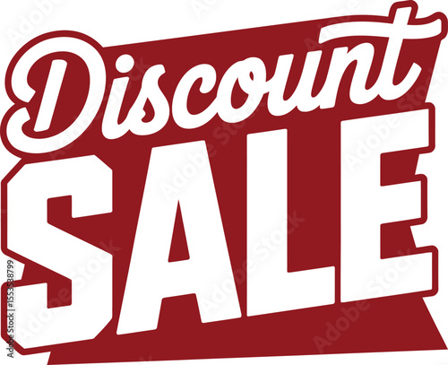 Bold and Eye catching Discount Sale Advertisement Featuring White Text on a Red Background for Promotional Campaigns Vector Illustration