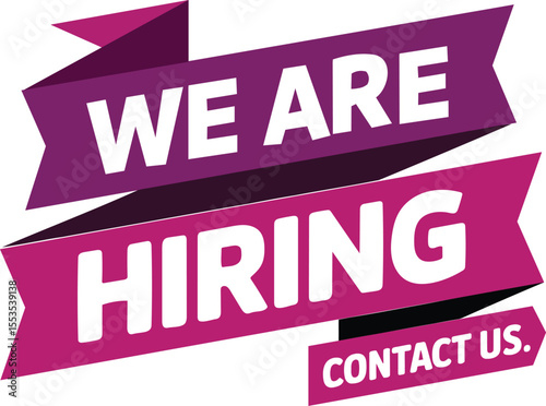 Eye Catching We Are Hiring Advertisement in Purple Shades for Company Job Openings and Urgent Vacancies Recruitment Poster Vector Illustration