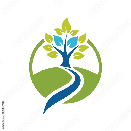 olive tree logo designs creeks or rivers symbol vector art