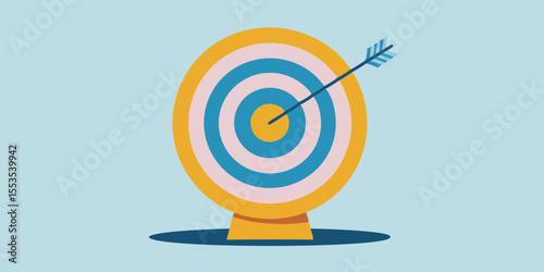Target with concentric circles in yellow blue and pink with an arrow hitting the bullseye precisely