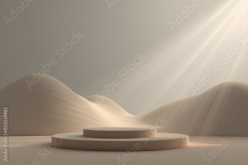 Beige podium landscape scene