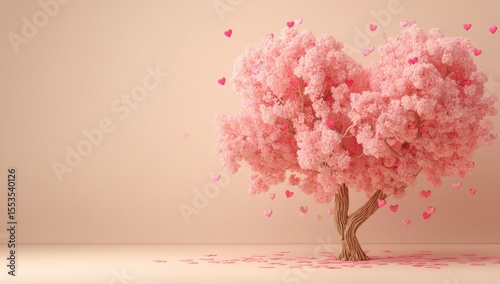 Pink Heart-Shaped Tree on a Pastel Background