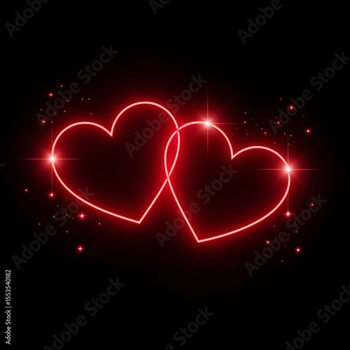 Red love with black background