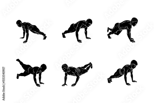 one arm push up silhouette vector