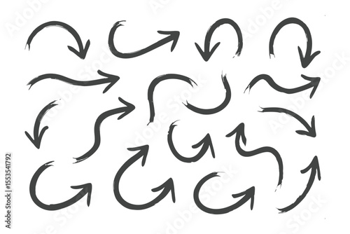 Hand-drawn Arrow Set: A collection of various hand-drawn arrows in different styles and directions, perfect for adding a unique touch to your design projects.