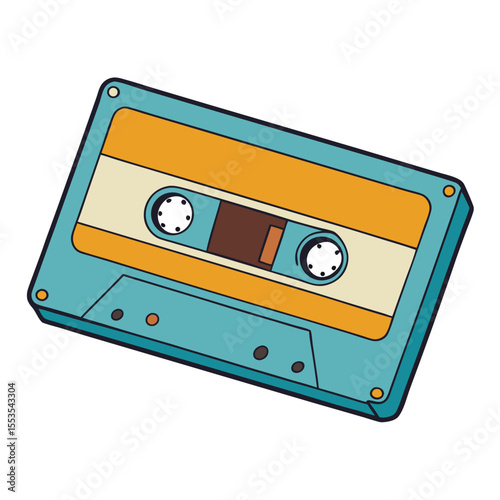 Retro vintage cassette tape with a clear shell, bold label, and spooled magnetic tape—evoking nostalgic vibes of classic mixtapes and analog music days.
