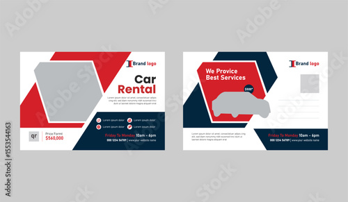 Rent A Car Postcard Template. Car repair Service Postcard template design layout